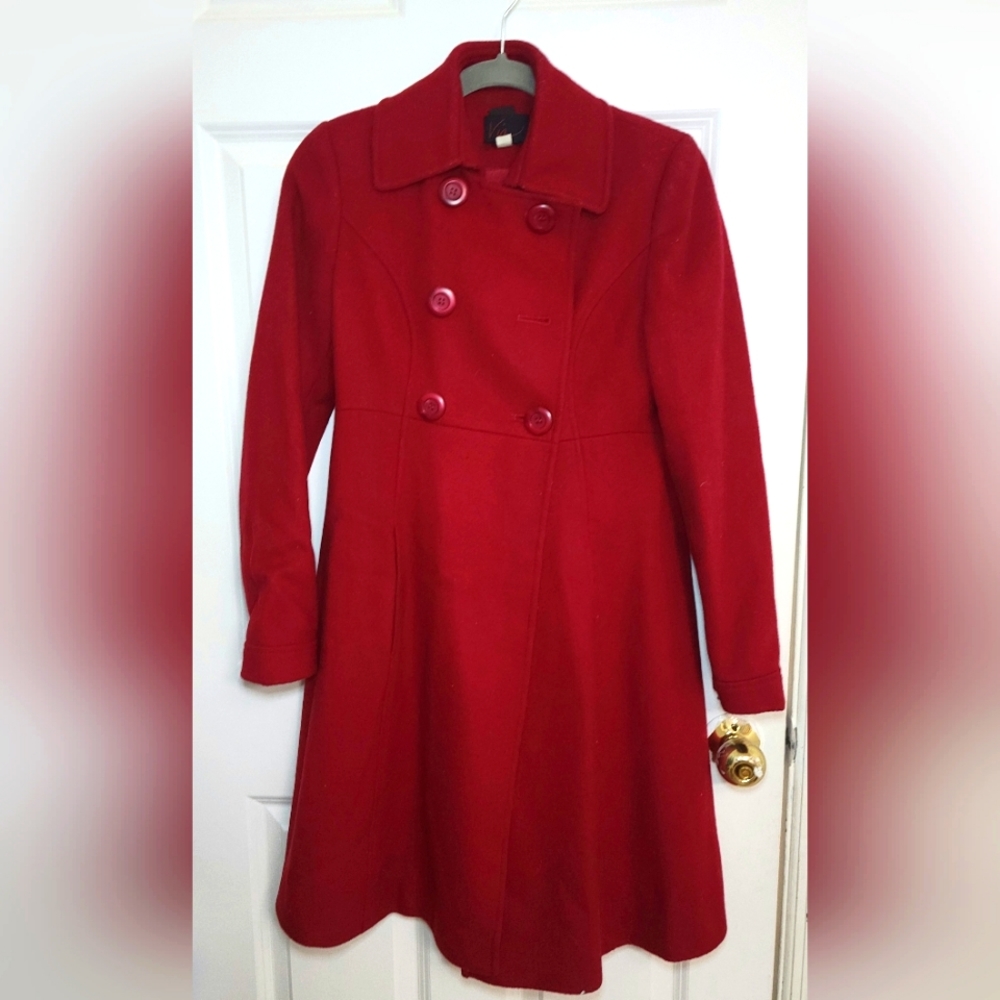 90s via Swing Coat/ color: red/Vintage coat/Size:0